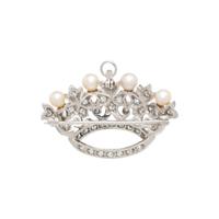 WHITE GOLD, DIAMOND, AND CULTURED PEARL CROWN BROOCH/PENDANT