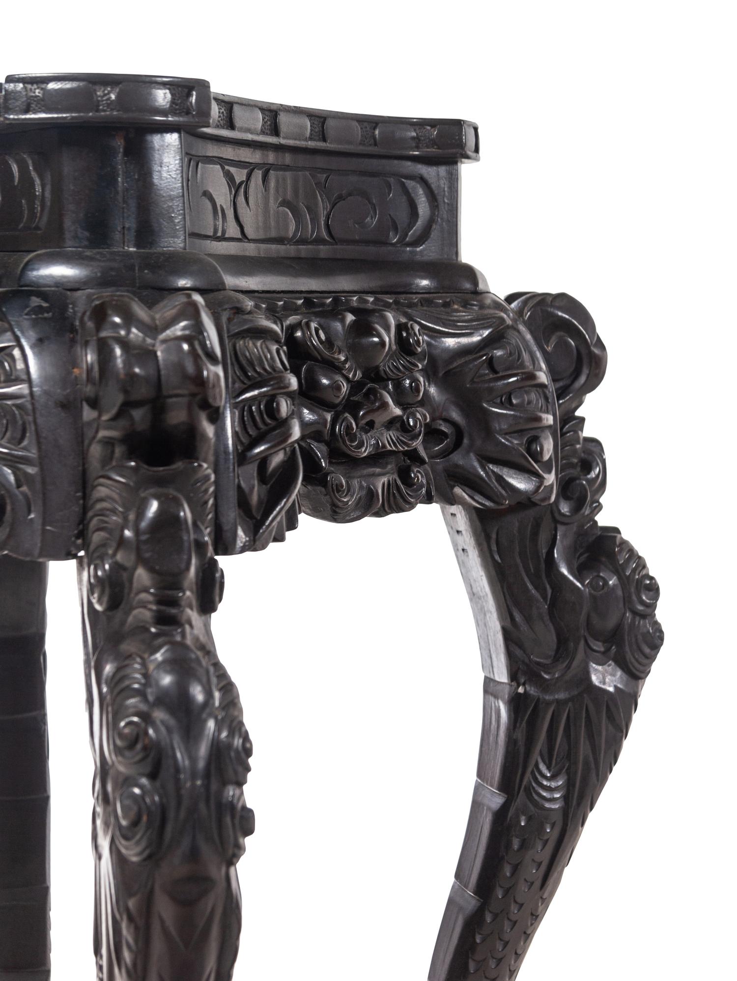 A Japanese Carved Hardwood Table
