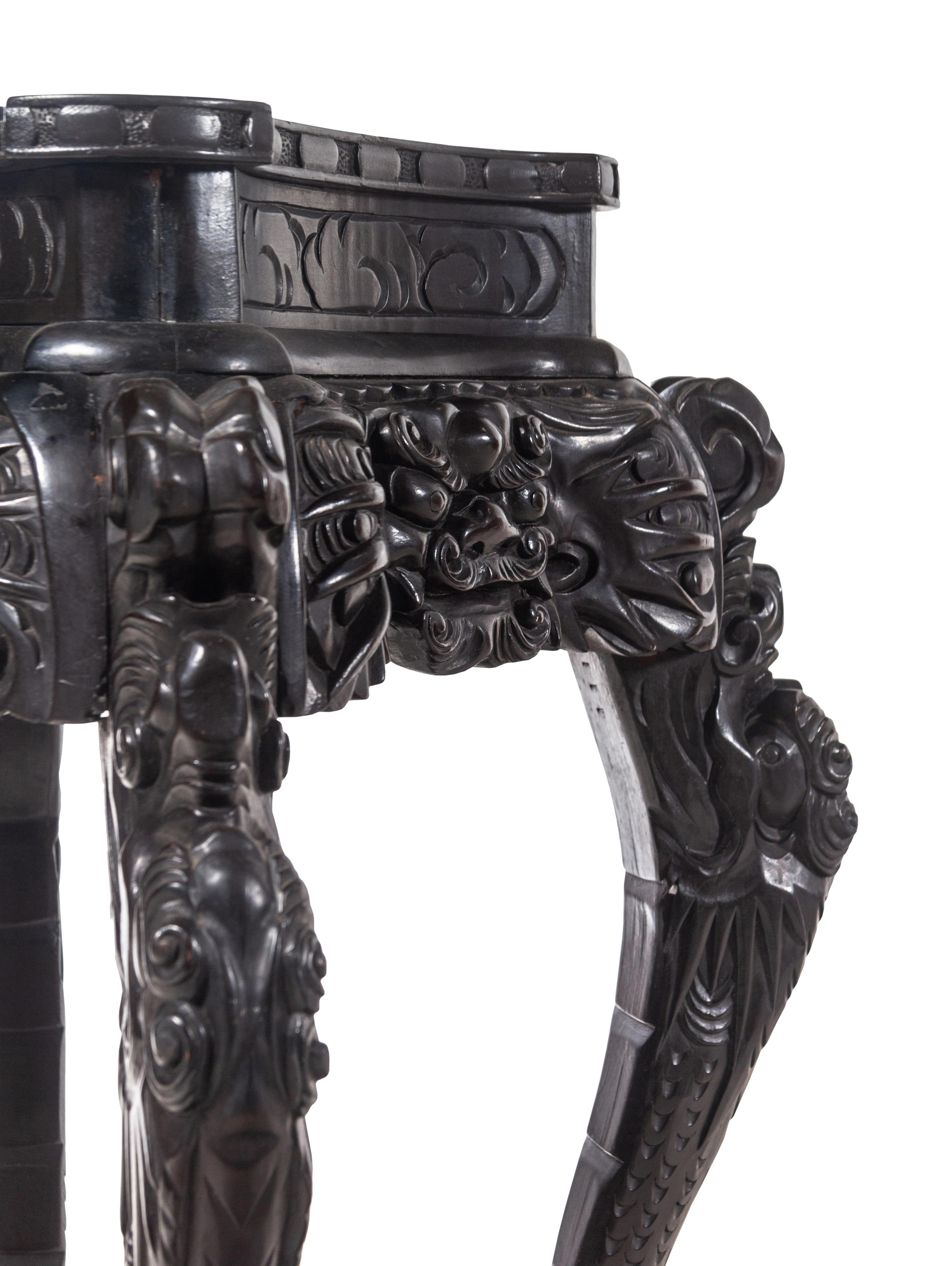 A Japanese Carved Hardwood Table