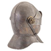 Reproduction of a 16th Century Close Helm with Etched and Gilt Decorations