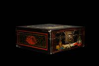 Two Gilt Decorated Black Lacquer Covered Boxes
