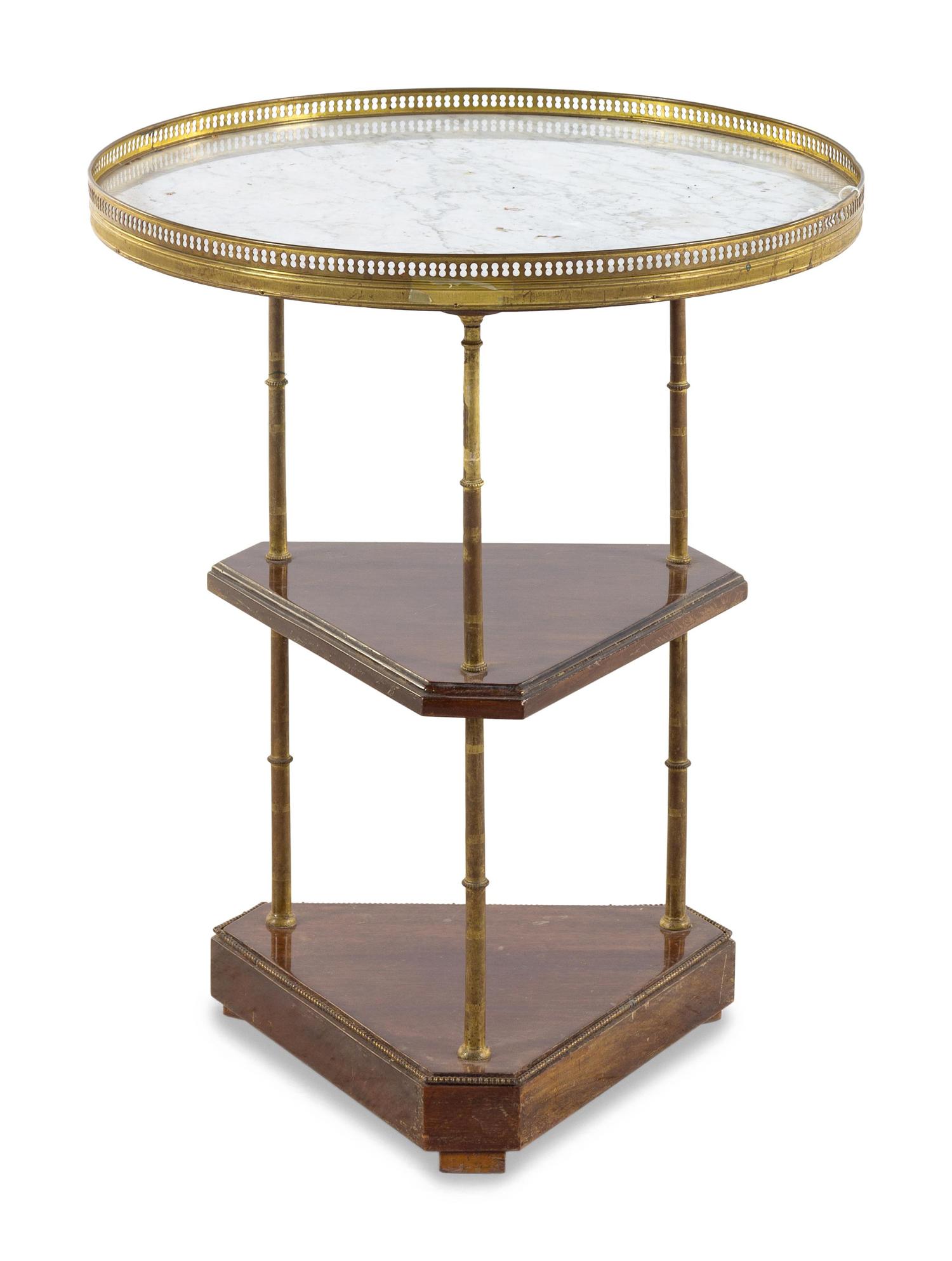 A French Three-Tiered Marble-Top Side Table