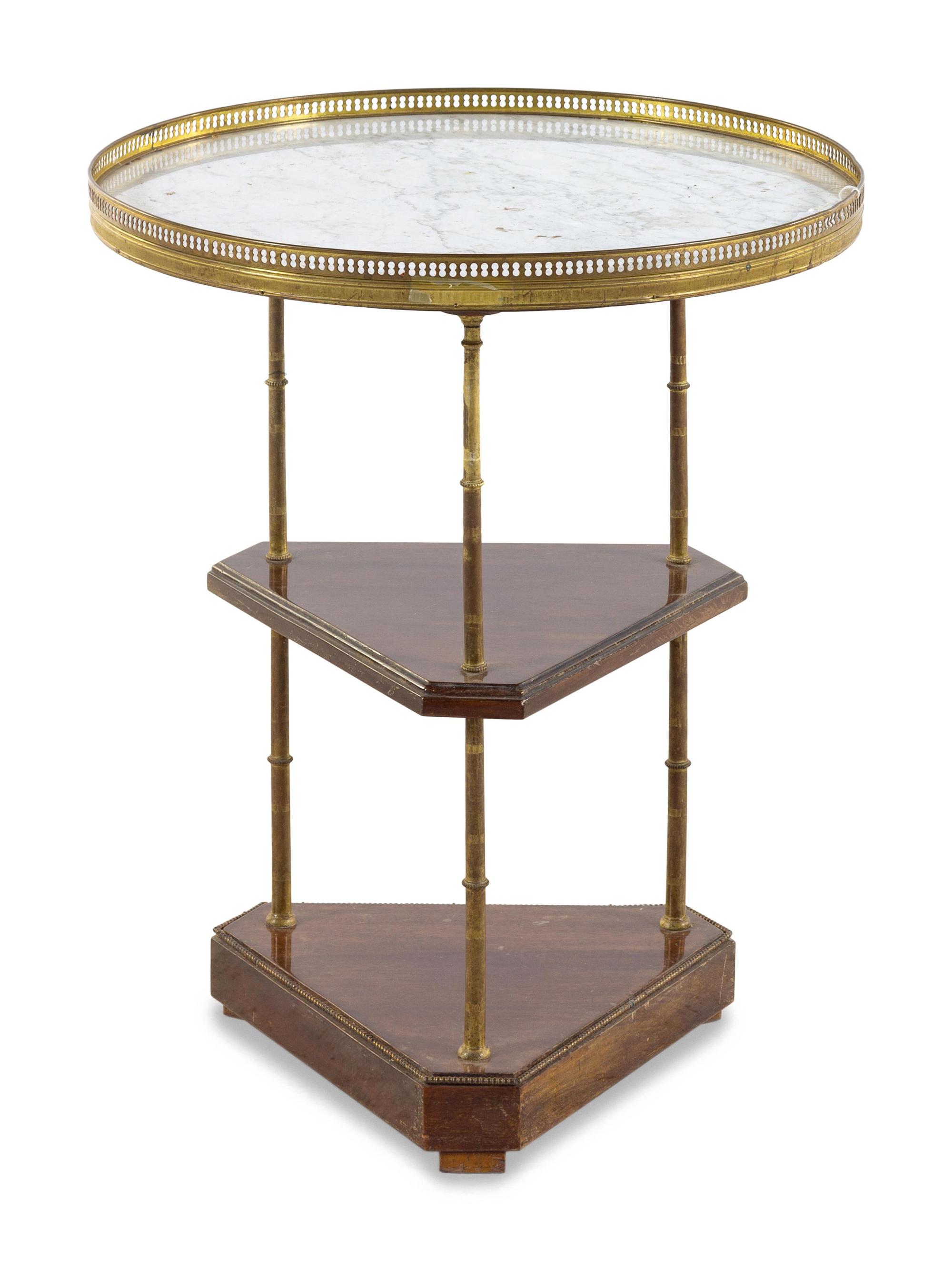 A French Three-Tiered Marble-Top Side Table