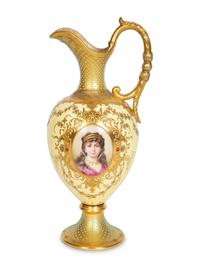 A Coalport Gilt Decorated Porcelain Ewer