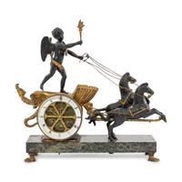 An Empire Style Gilt and Patinated Bronze Clock