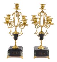 A Pair of Victorian Gilt Metal and Slate Candelabra Height 14 1/2 inches. — LATE 19TH CENTURY