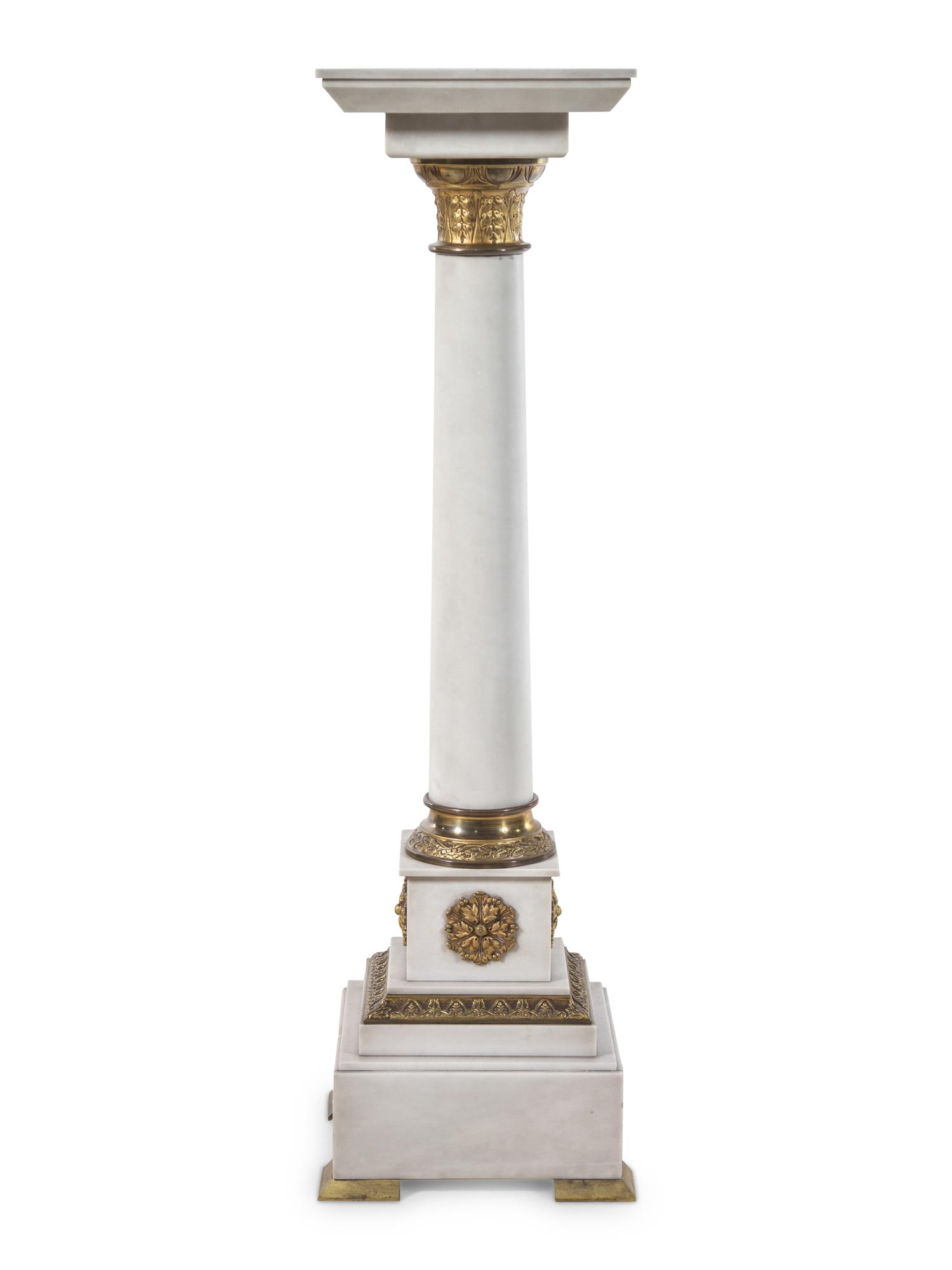 A Continental Gilt Bronze Mounted Marble Pedestal