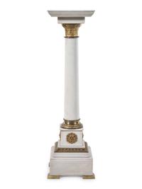A Continental Gilt Bronze Mounted Marble Pedestal