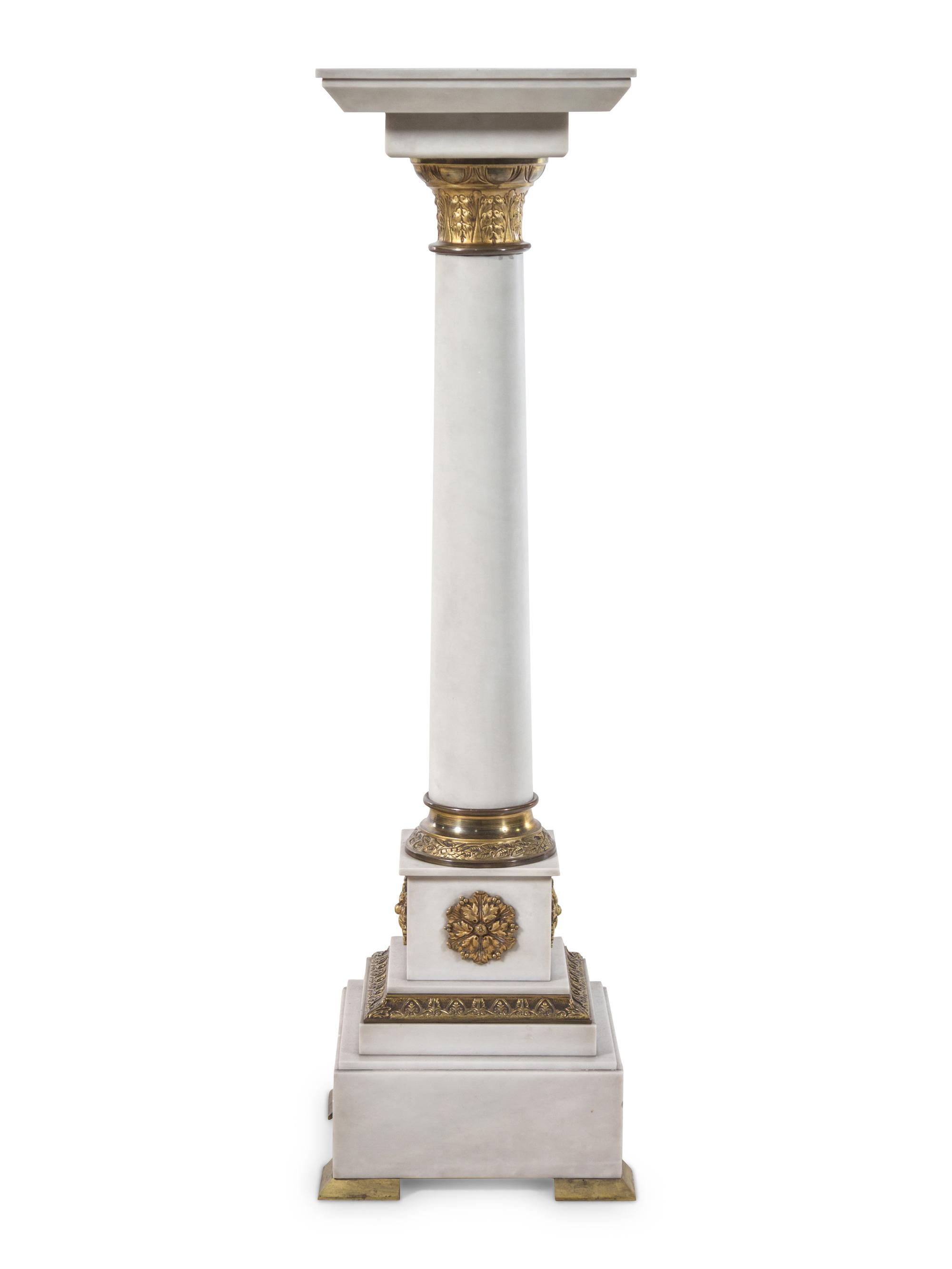 A Continental Gilt Bronze Mounted Marble Pedestal