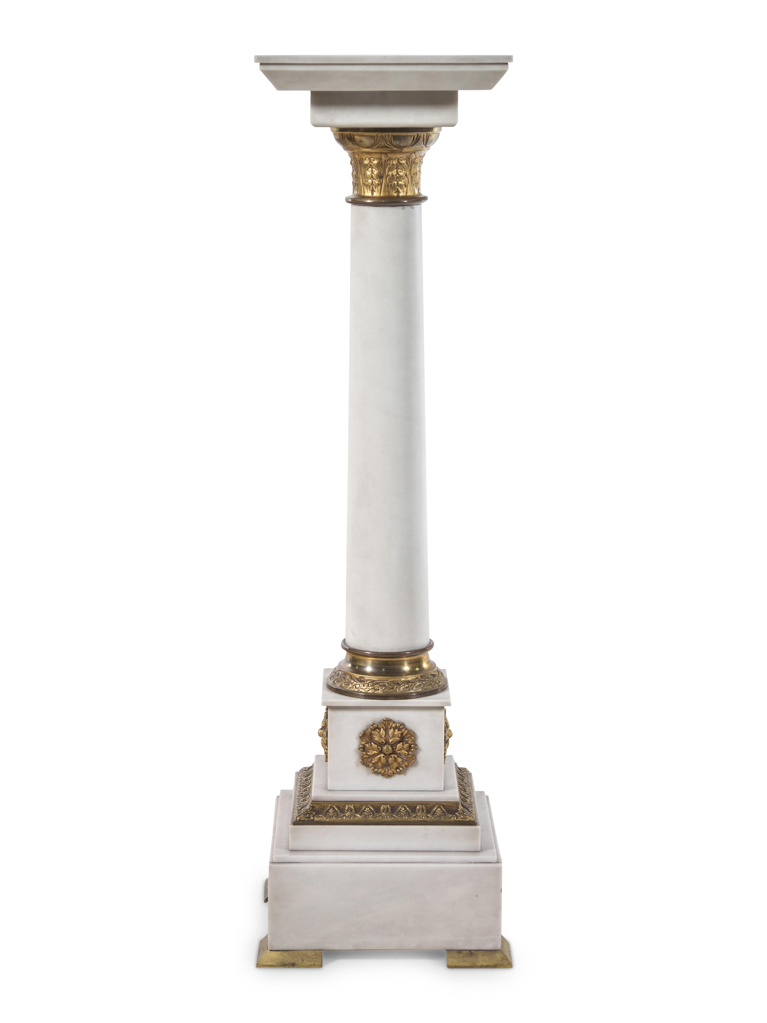 A Continental Gilt Bronze Mounted Marble Pedestal