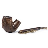 Captain George S. Benton, 5th Connecticut, KIA Chancellorsville. Folk art pipe carved at Stafford Court House, VA, 11 April 1863.