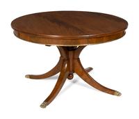 A Regency Mahogany Brass Mounted Extendable Pedestal Table