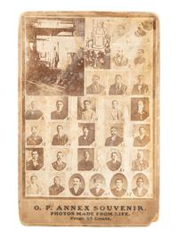 [AFRICAN AMERICANA] -- [CRIME & PUNISHMENT]. Composite cabinet card featuring mug shots of prisoners at the Ohio Penitentiary, Columbus. O.P. Annex Souvenir, 1907.