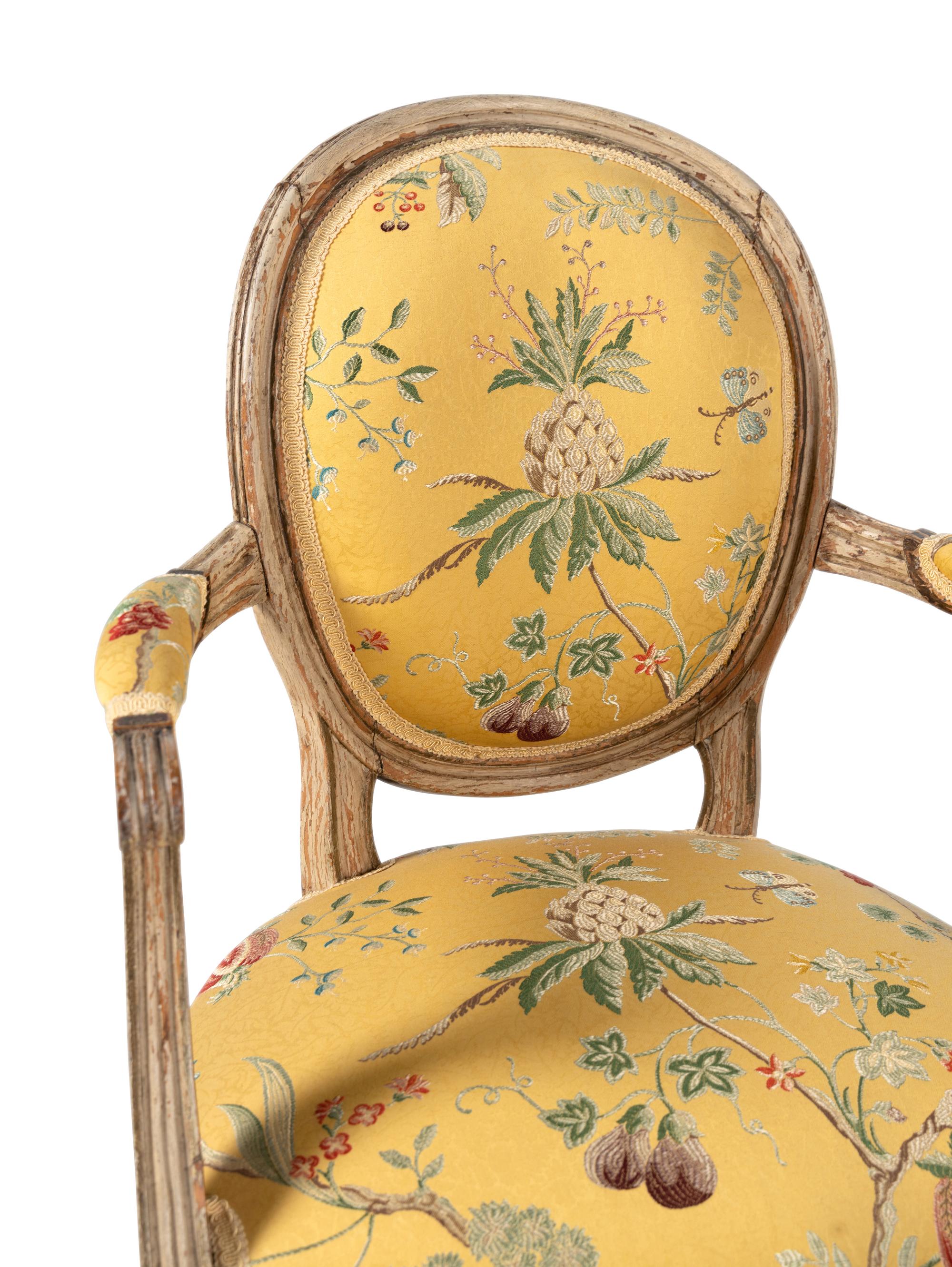 A Pair of Louis XVI Painted Fauteuils
