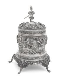 A Southeast Asian Silver Covered Jar on Stand