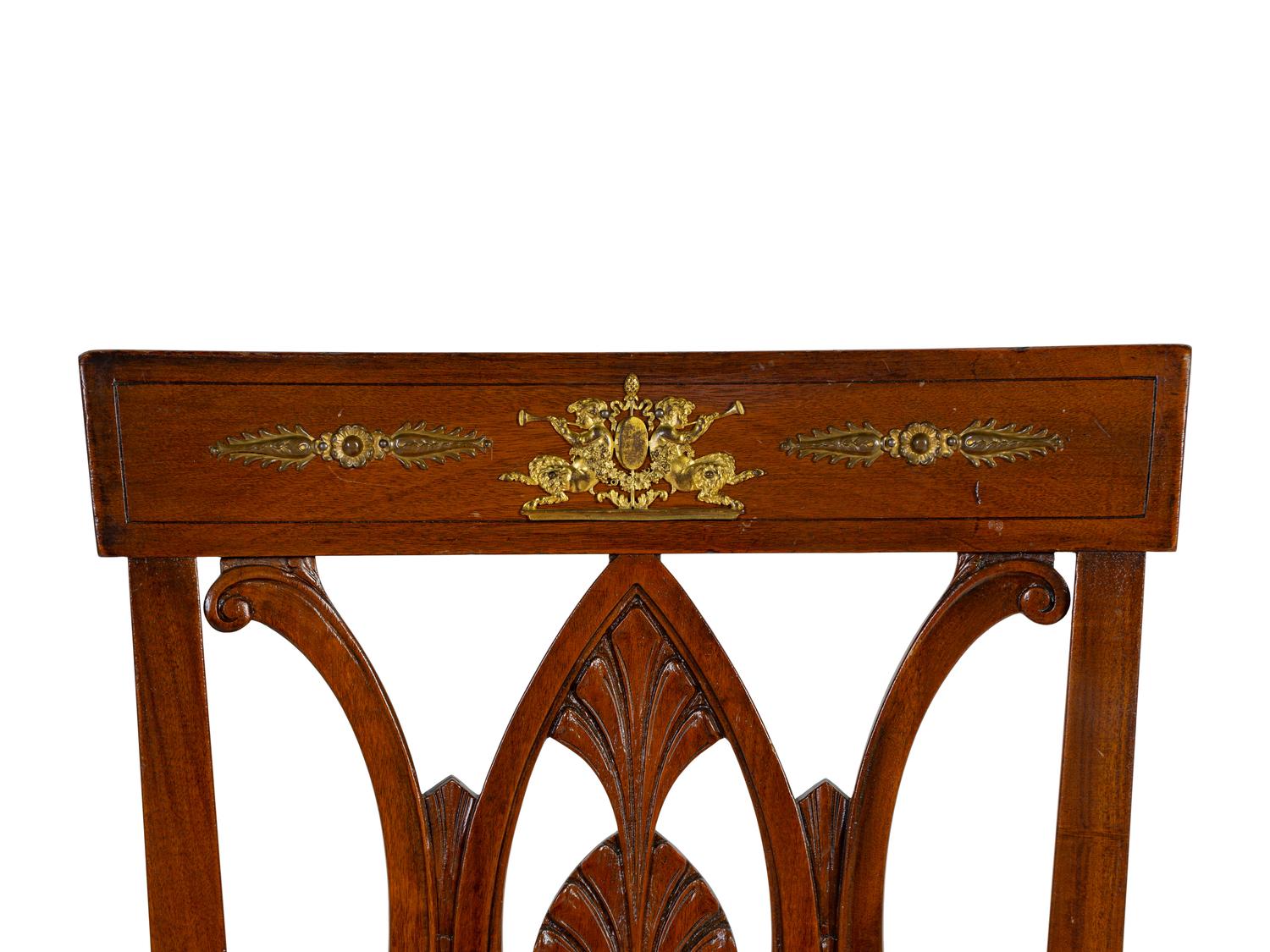 An Empire Style Gilt Metal Mounted Mahogany Side Chair