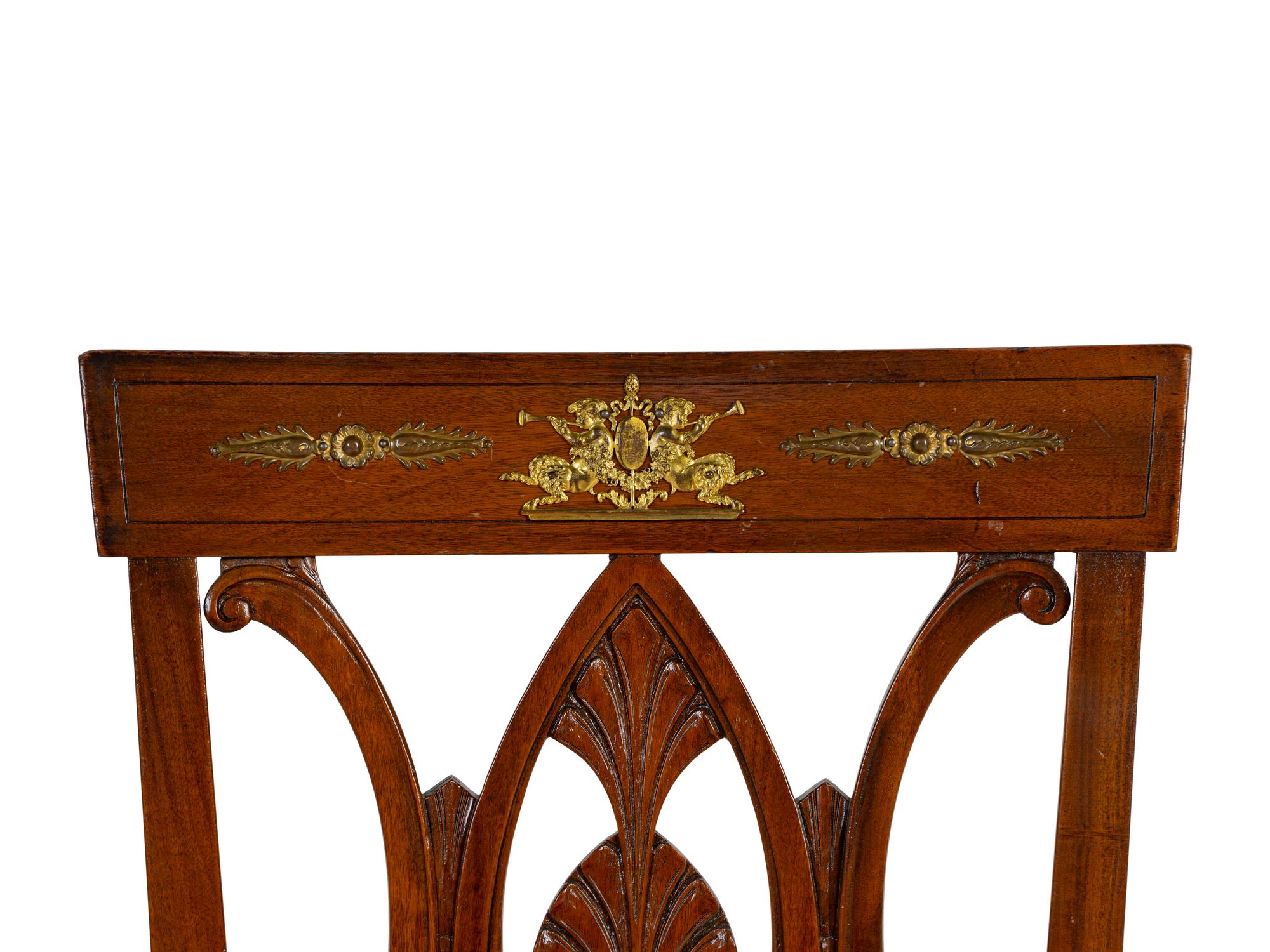An Empire Style Gilt Metal Mounted Mahogany Side Chair