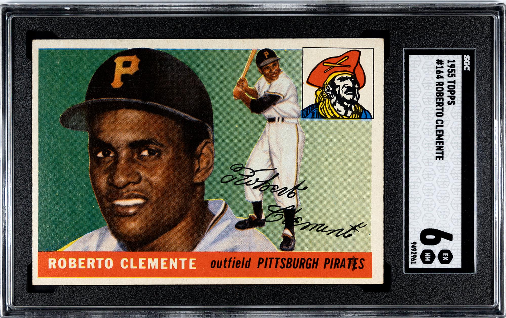 A 1955 Topps Roberto Clemente Rookie Baseball Card No. 164 (SGC 6 EX/NM)