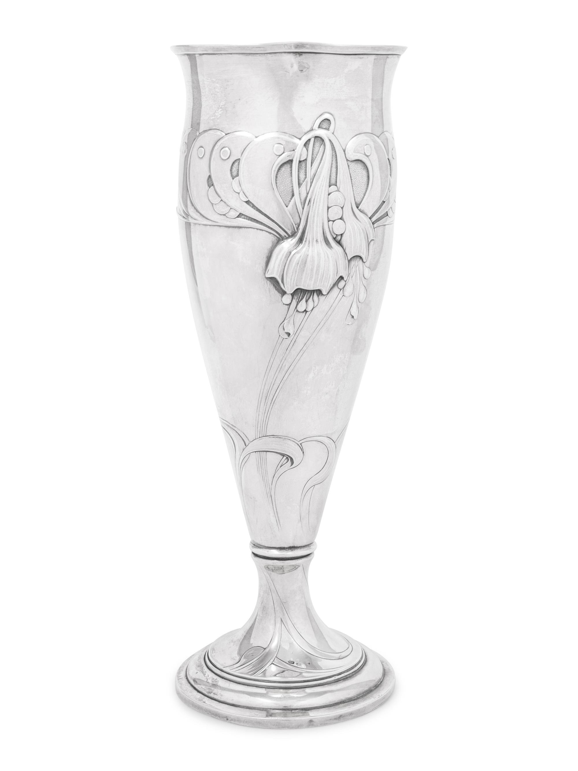 A German Art Nouveau Silver Trumpet Vase