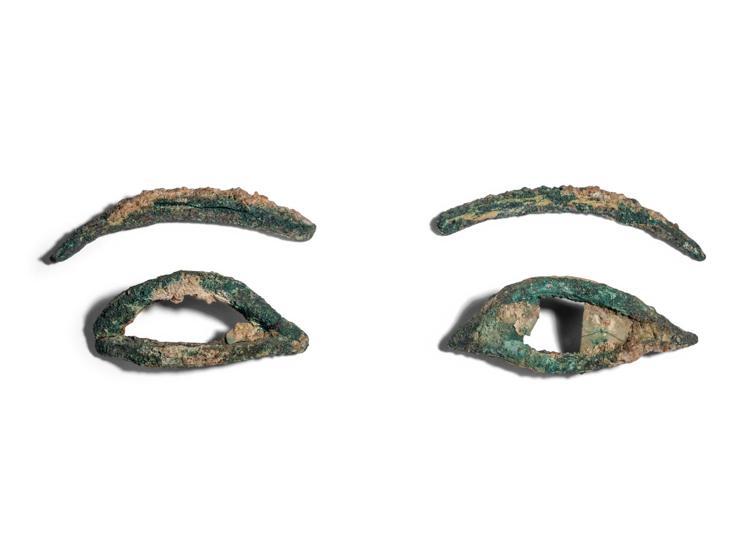 A Set of Egyptian Bronze Mummy Mask Eyes