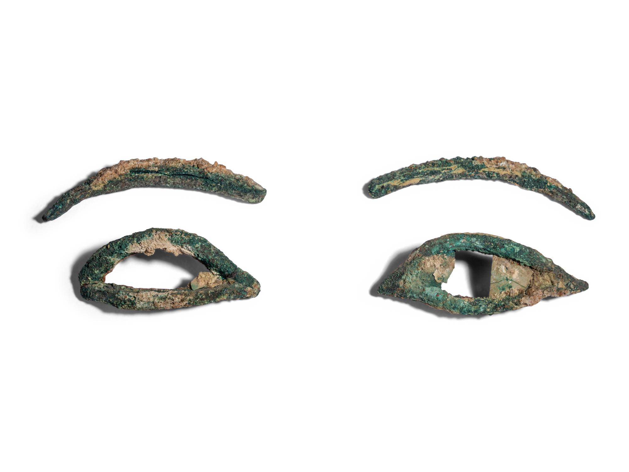A Set of Egyptian Bronze Mummy Mask Eyes