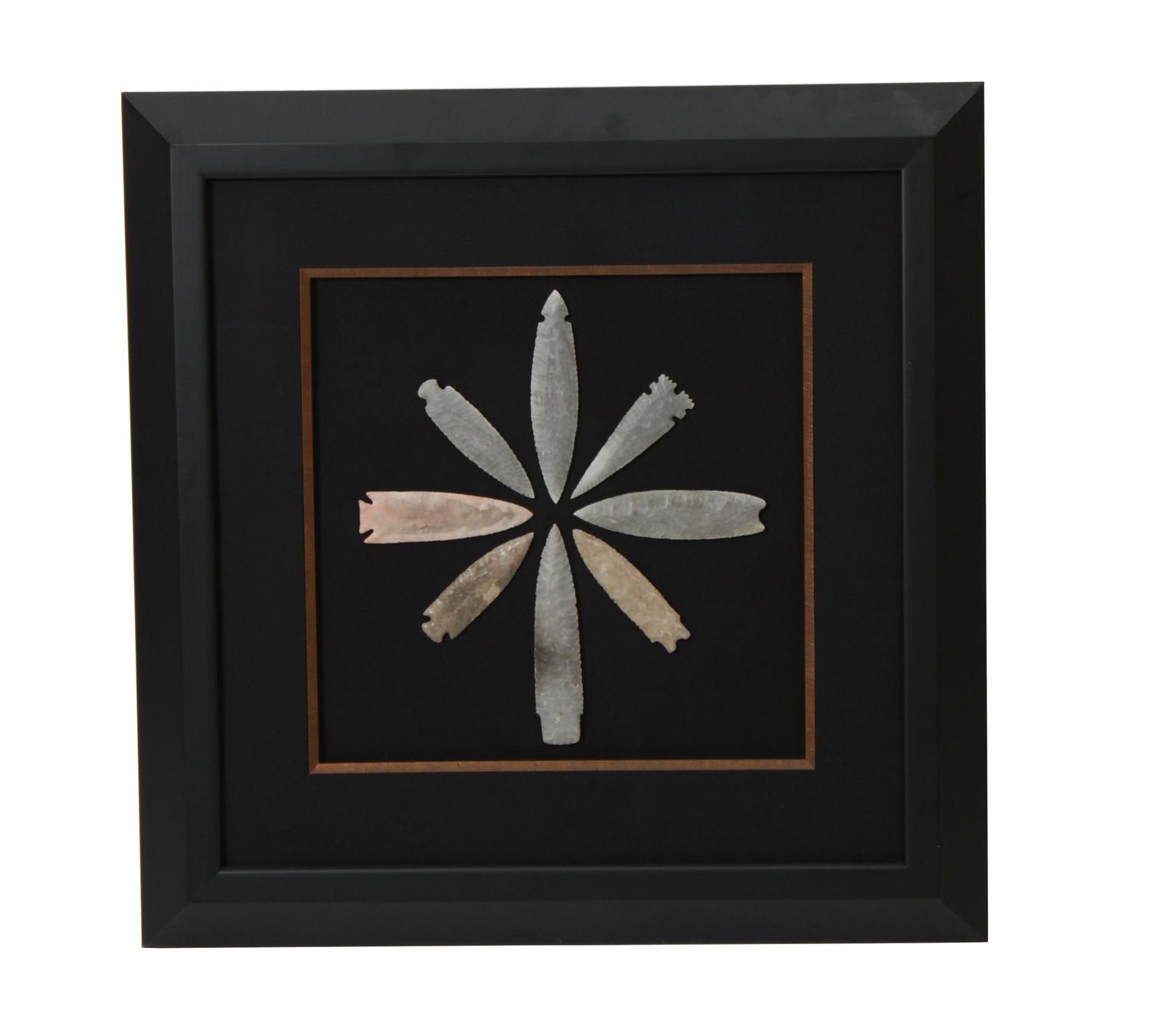 Six Framed Groups of Arrowheads Height 13 1/2 x width 13 1/2 inches (each)