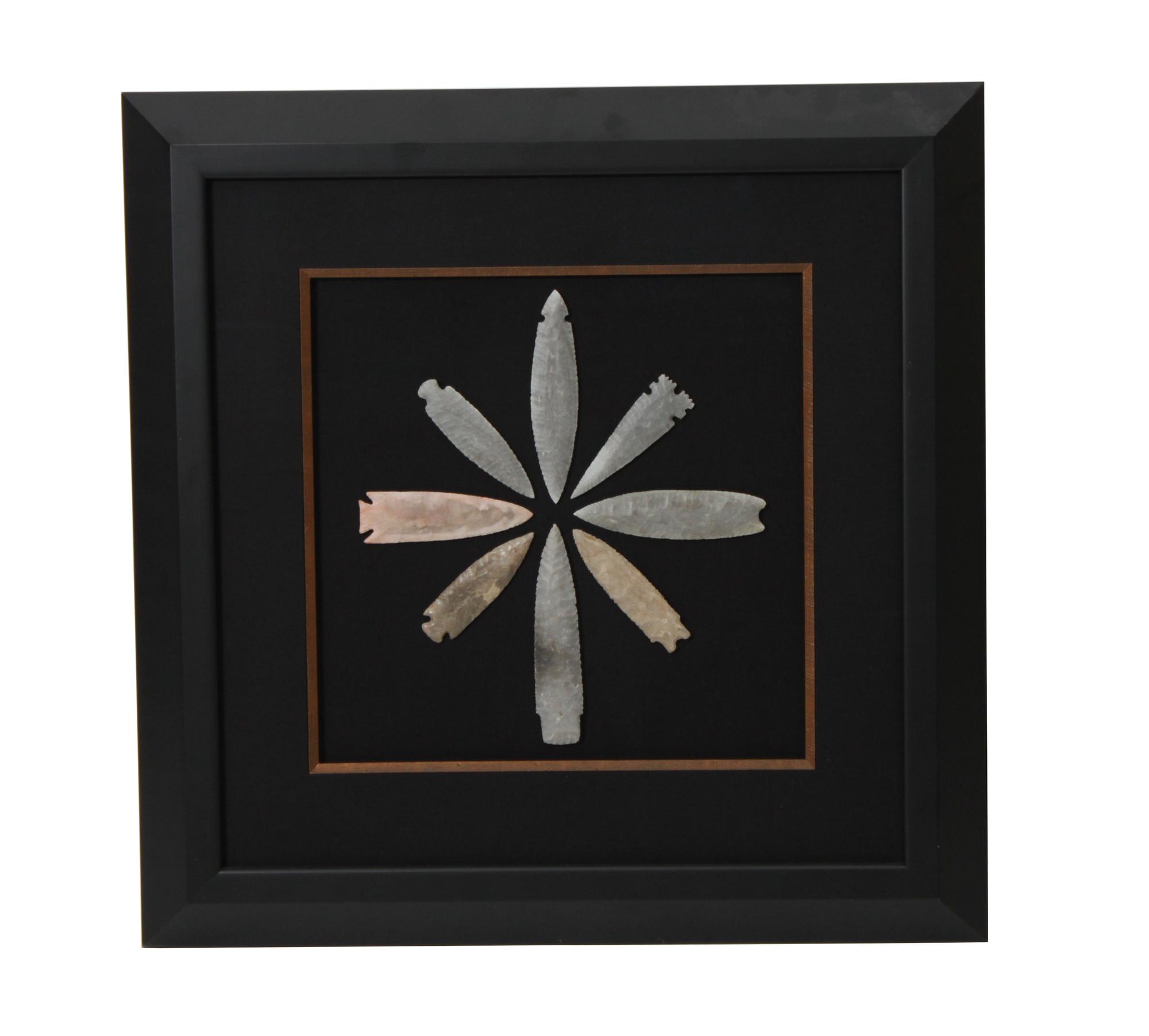 Six Framed Groups of Arrowheads Height 13 1/2 x width 13 1/2 inches (each)