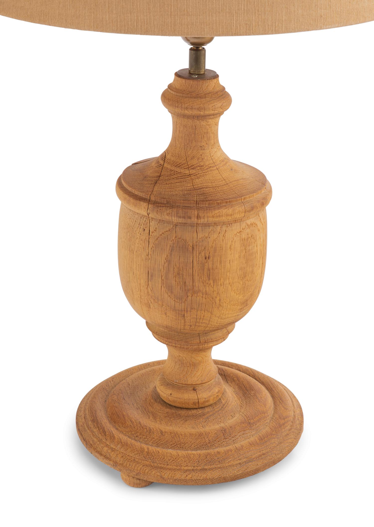 A Pair of Turned Wood Finials Mounted as Lamps