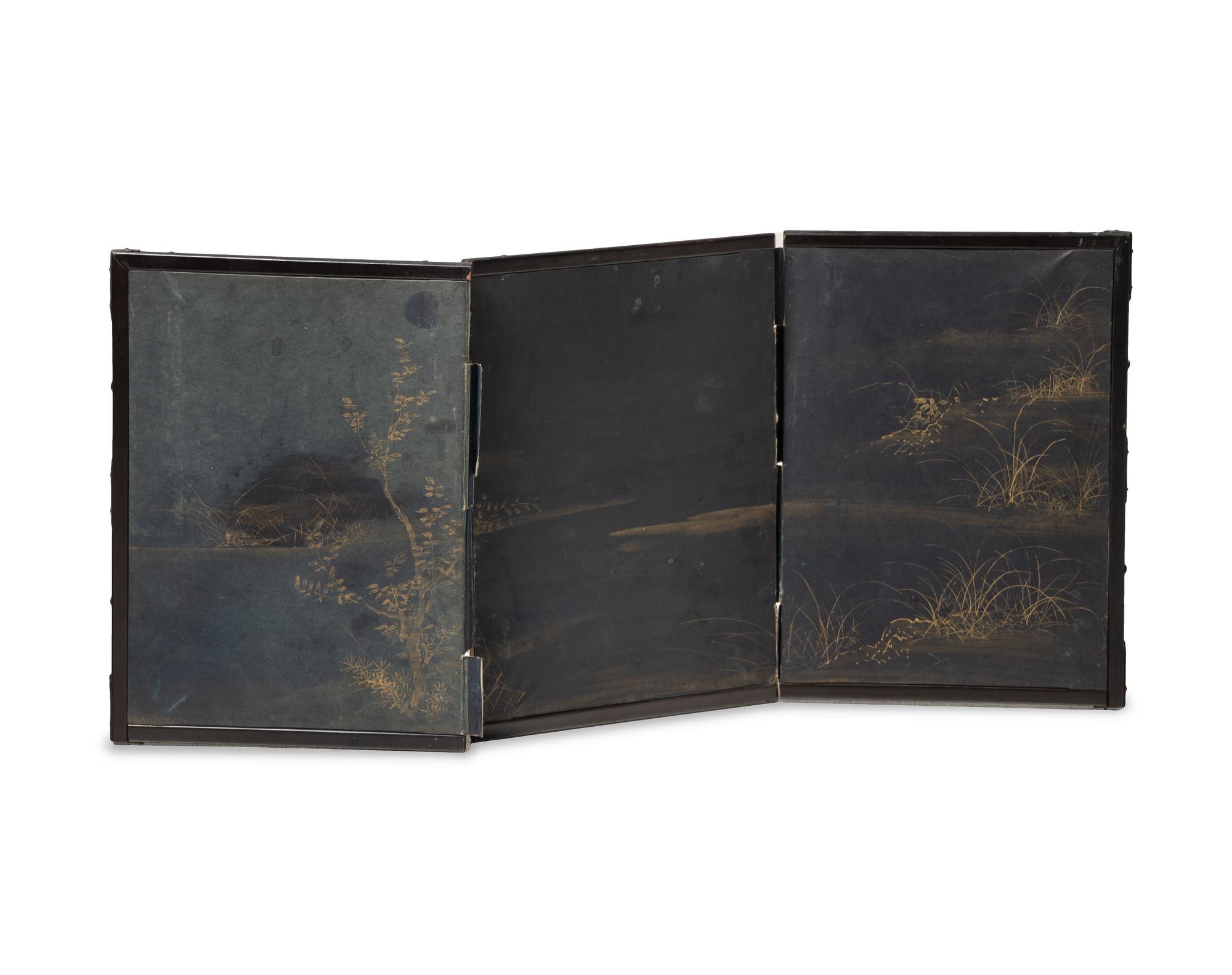 Two Japanese Painted Screens
