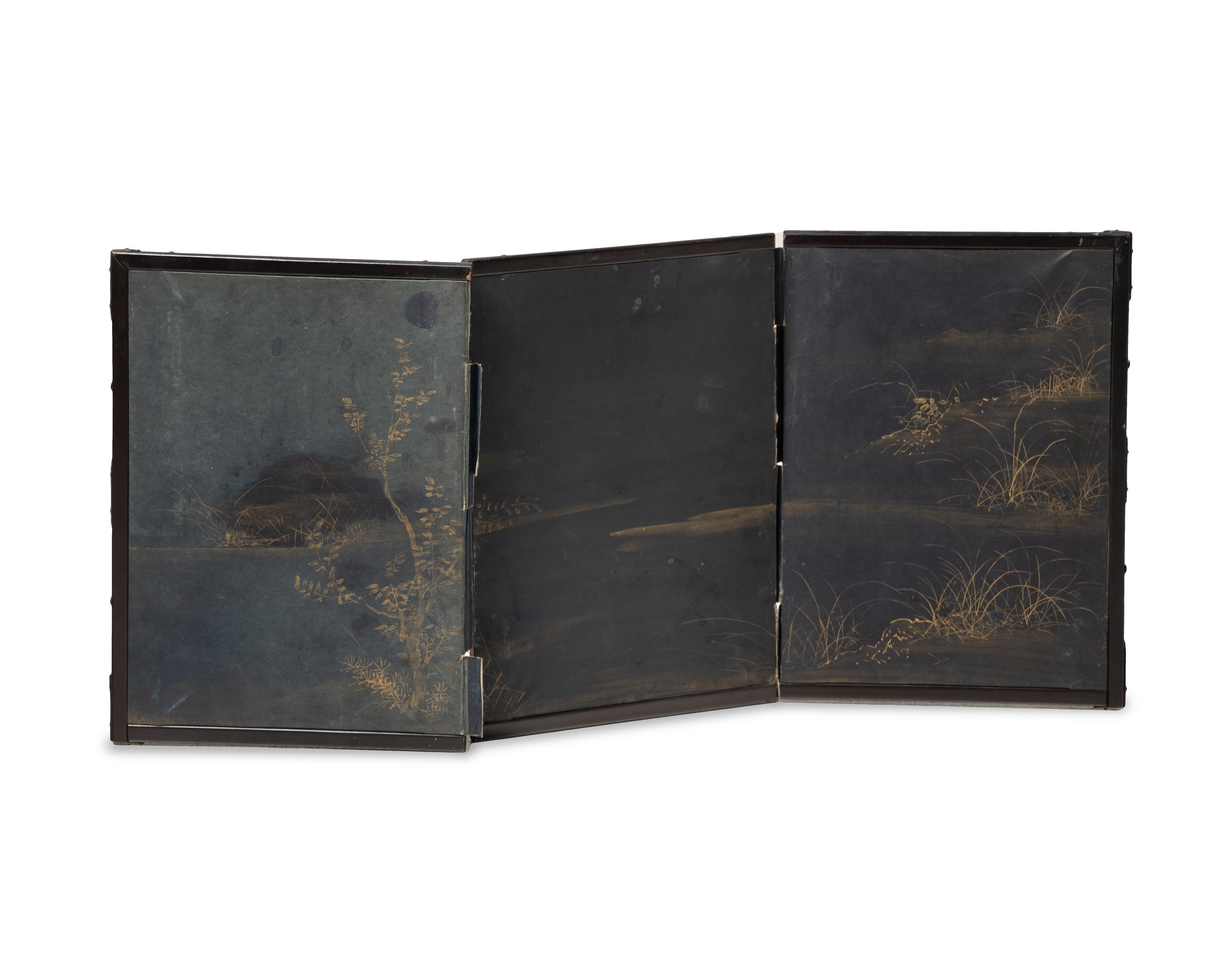 Two Japanese Painted Screens