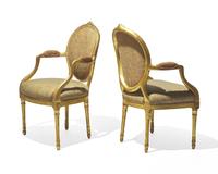 A pair of George III giltwood armchairs in the manner of John Linnell (1729-1796), circa 1790