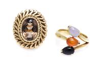 A Collection of 14 Karat Yellow Gold and Gemstone Rings, 7.40 dwts.