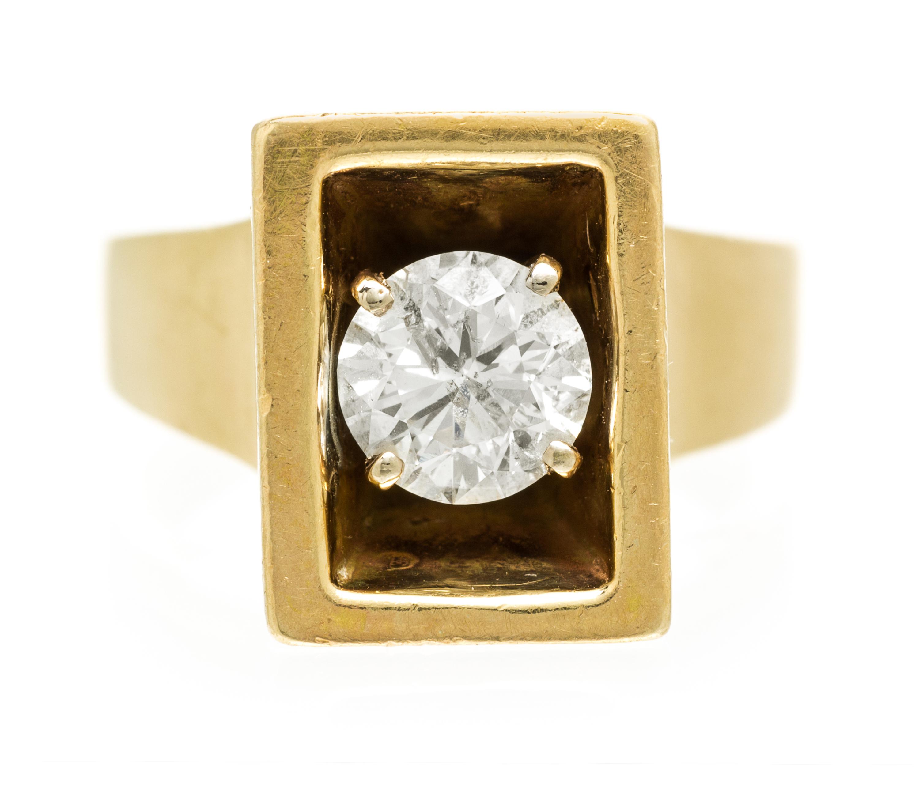 A 14 Karat Yellow Gold and Diamond Ring, 11.10 dwts.