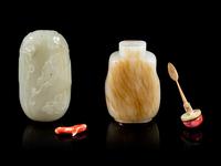 Two Celadon Jade Snuff Bottles
