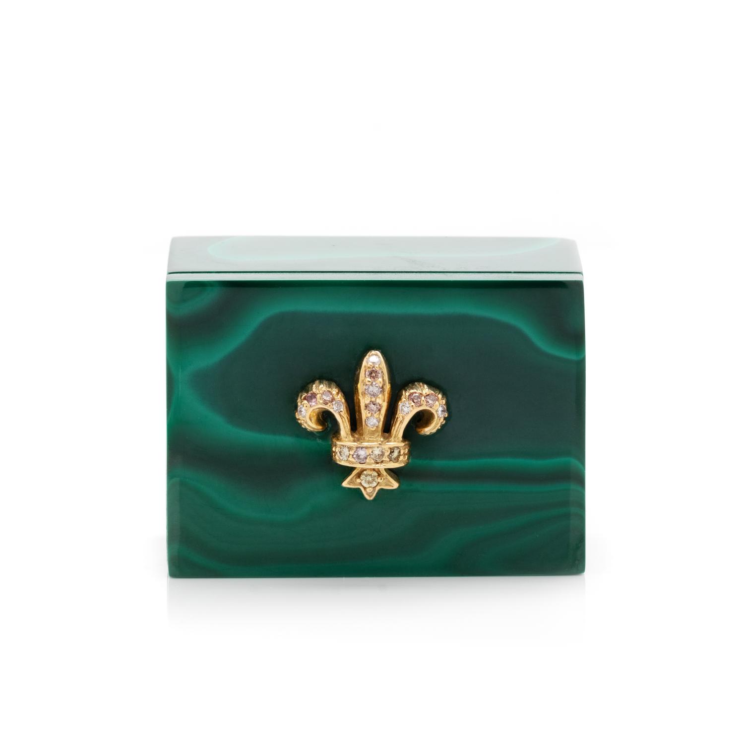 YELLOW GOLD, DIAMOND AND MALACHITE BOX
