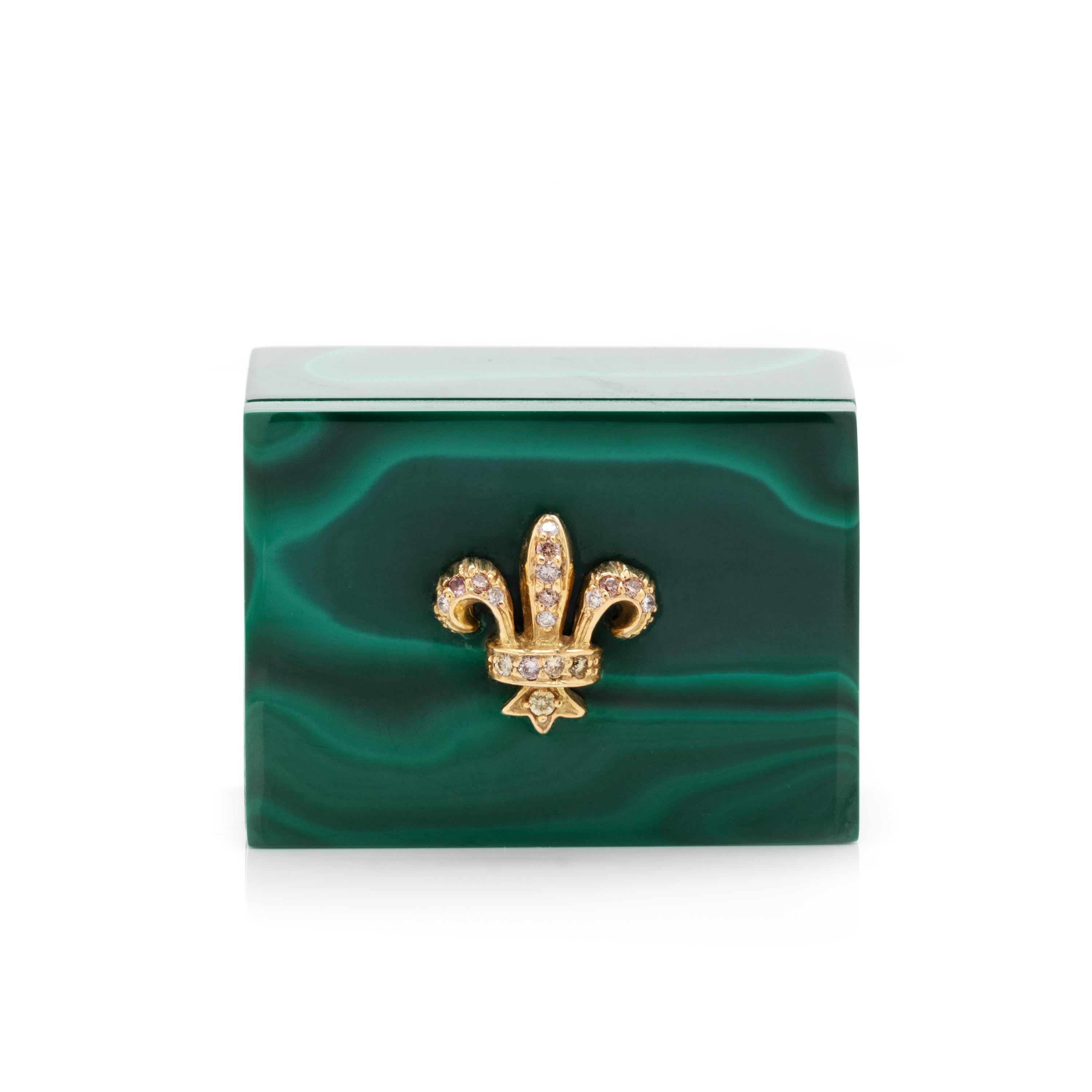 YELLOW GOLD, DIAMOND AND MALACHITE BOX
