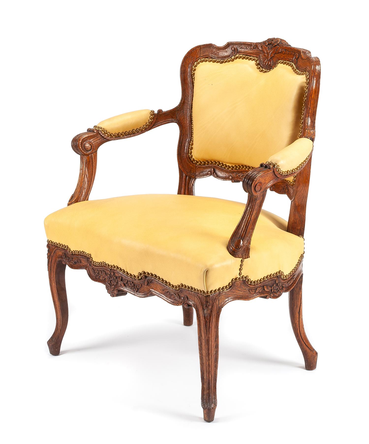 A French Provincial Oak Fauteuil Height 33 3/4 inches. — 19TH CENTURY
