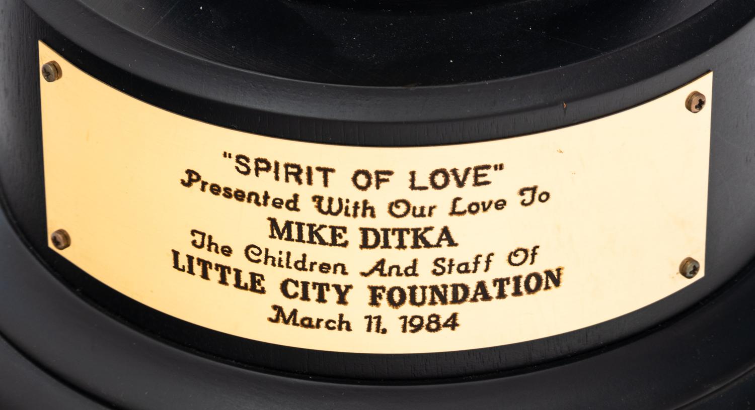 A 1984 Spirit of Love Trophy Awarded to Mike Ditka by Little City Foundation Formerly Displayed at Mike Ditka's Restaurant