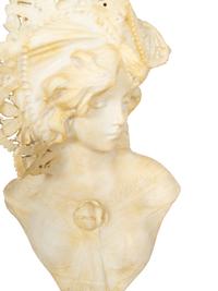 Two Italian Carved Alabaster Busts with Associated Marble Pedestals
