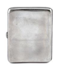 A German Enameled Silver Cigarette Case, Late 19th/Early 20th Century, the lid decorated with a nude figure bathing in a brook.