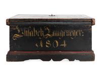 A Scandinavian Polychrome Decorated Wedding Box