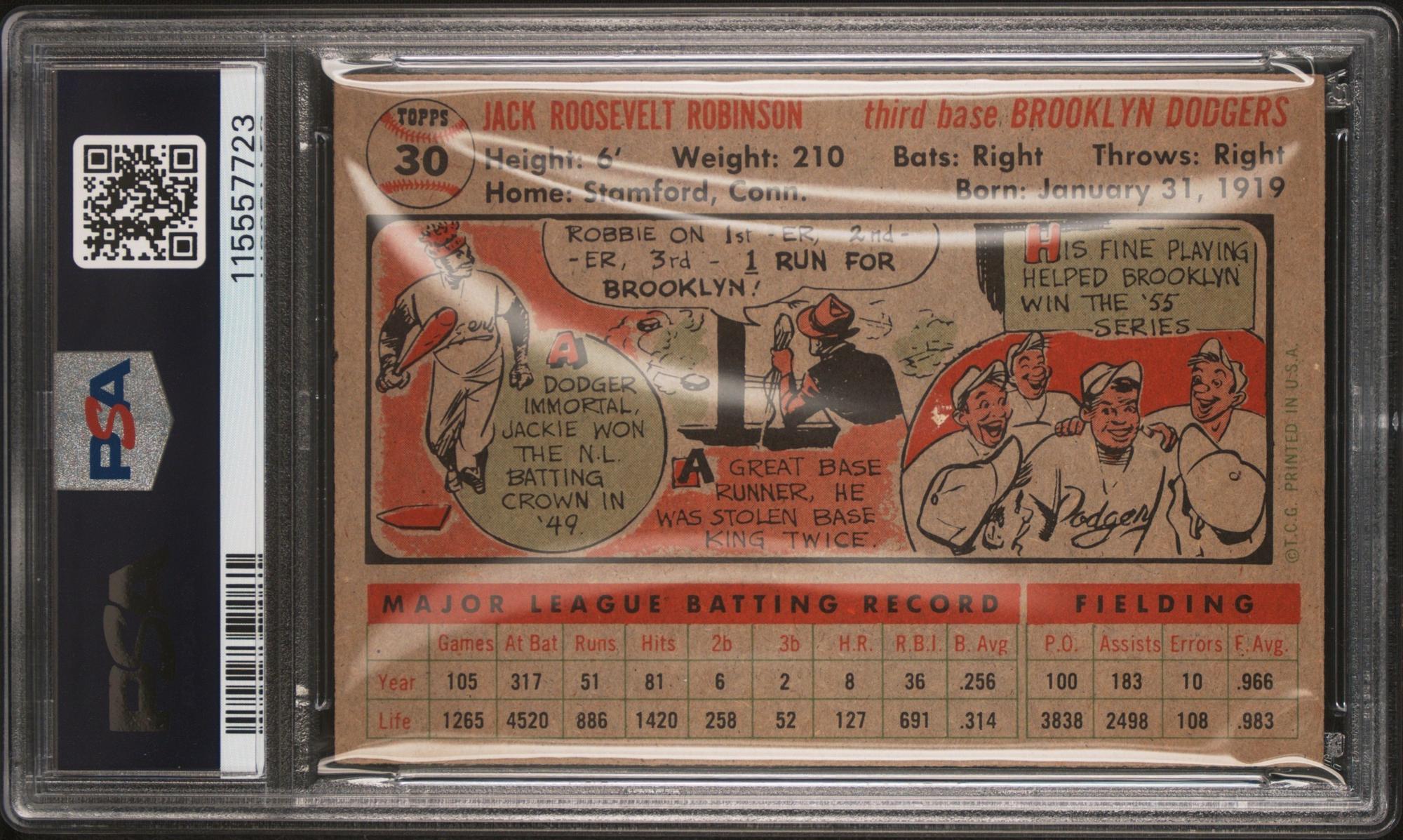 A 1956 Topps Jackie Robinson Baseball Card No. 30 (PSA 4 VG-EX) from The Collection of David Eisenhower