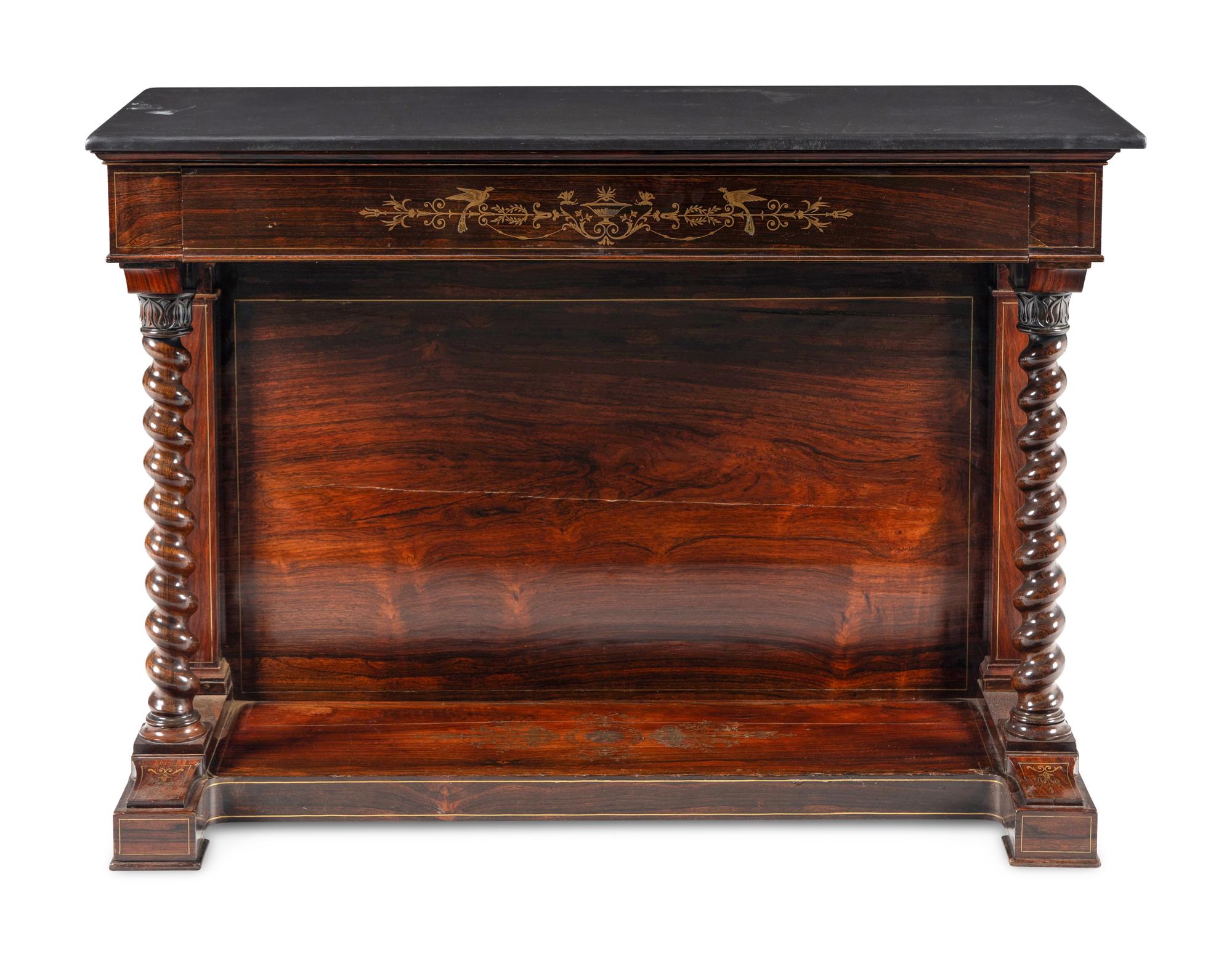 A George IV Brass Inlaid Rosewood Pier Table
