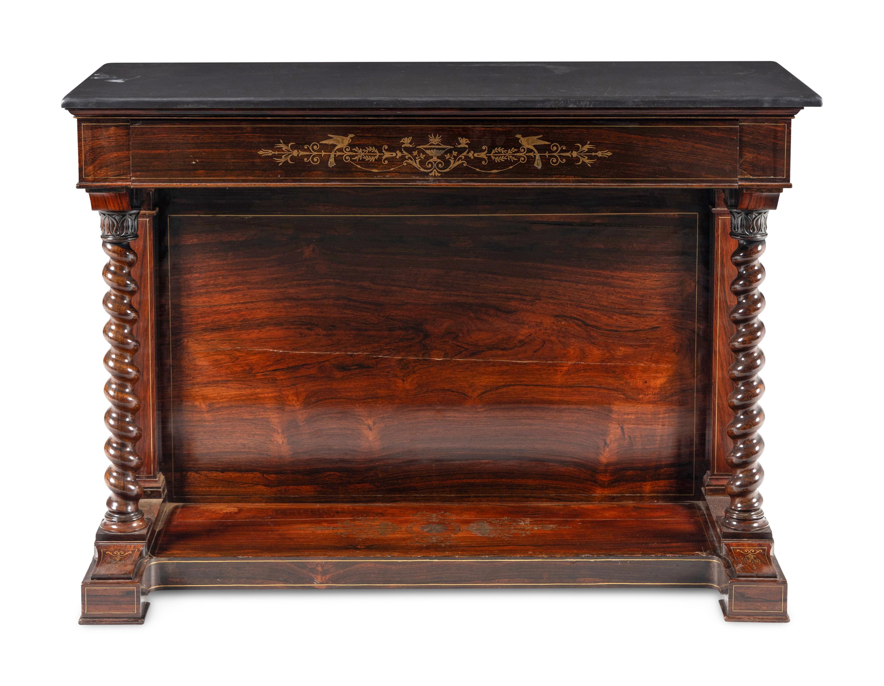 A George IV Brass Inlaid Rosewood Pier Table