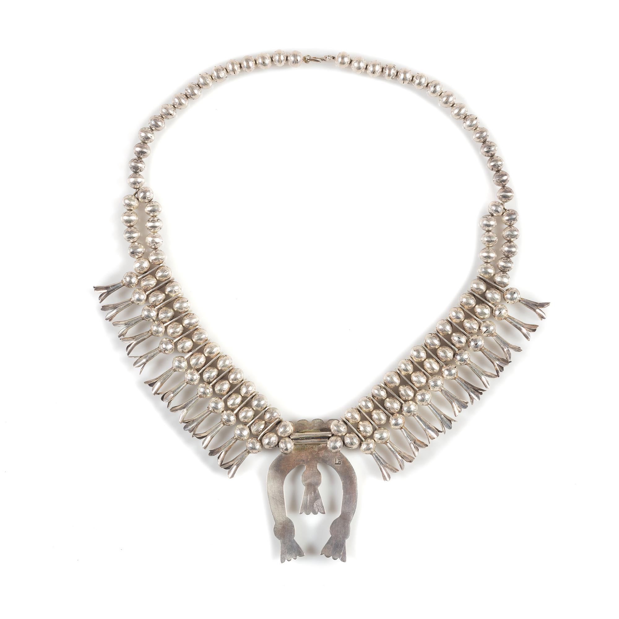 Navajo Silver Squash Blossom Necklace