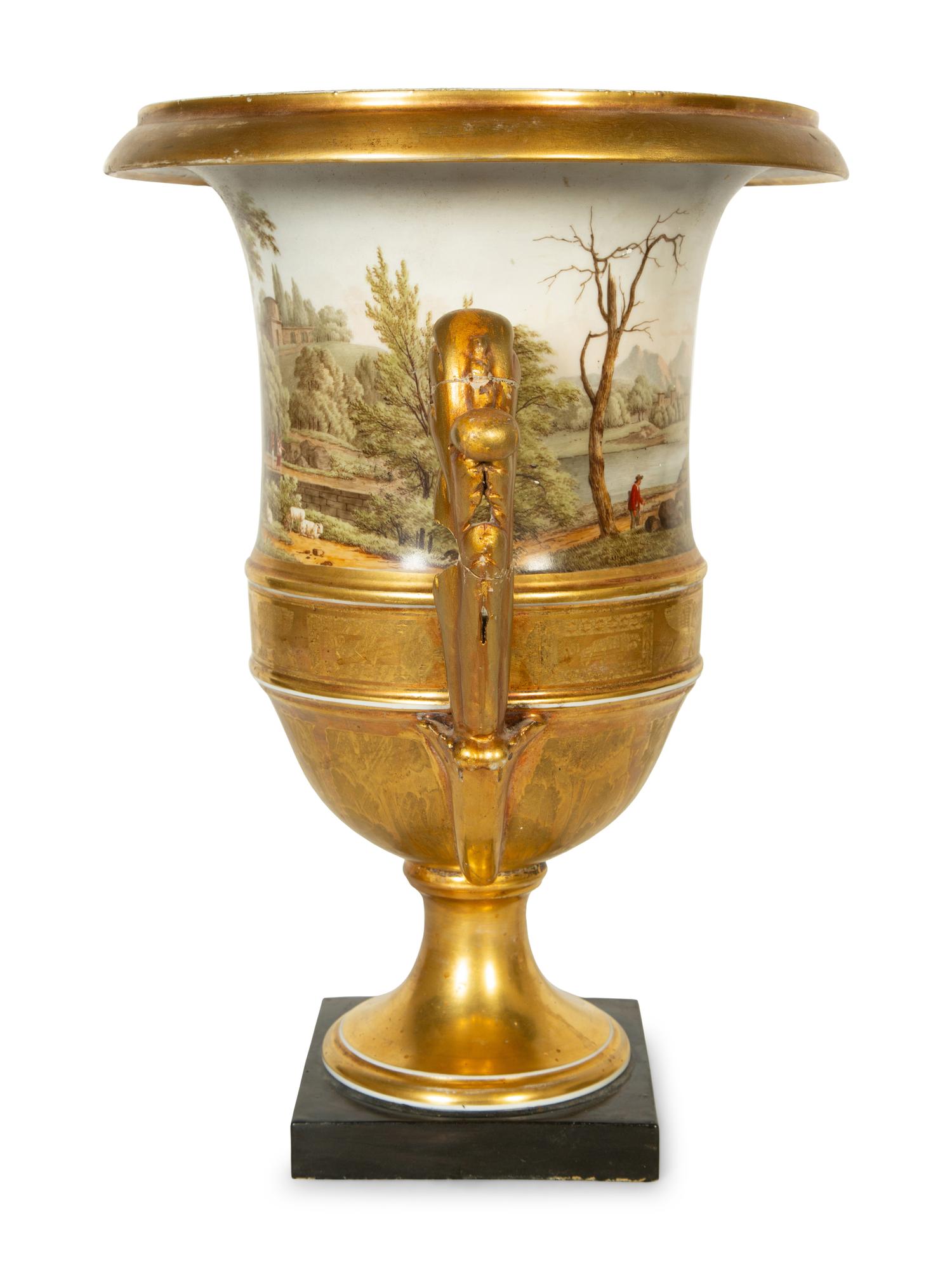 A Large English Porcelain Topographical Urn
