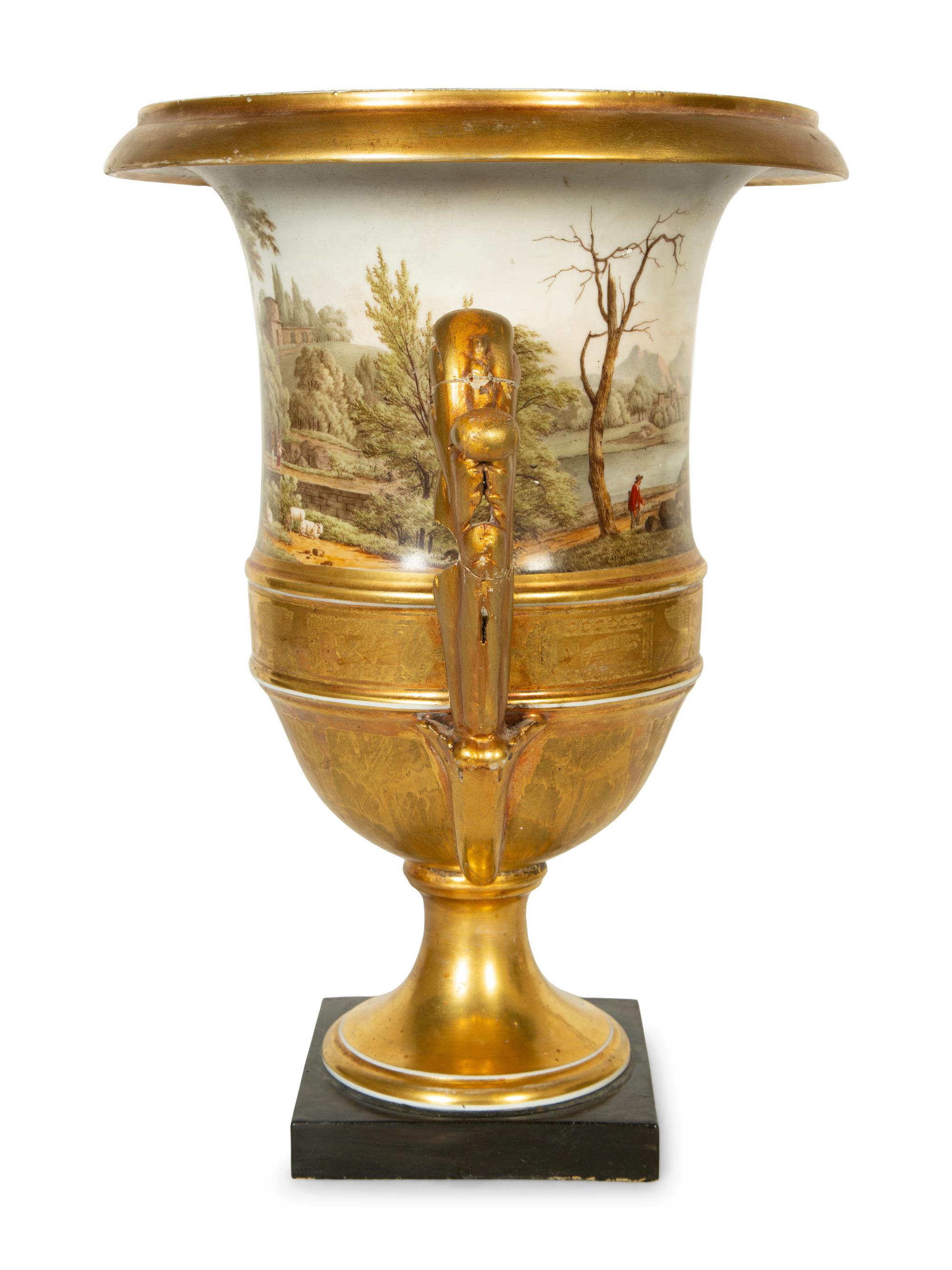 A Large English Porcelain Topographical Urn
