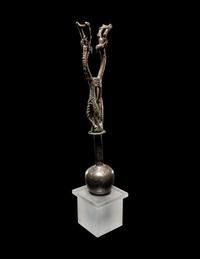 A Luristan Bronze Standard Finial with Two Ibexes