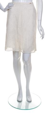 A Chanel Ivory Lace Beaded Skirt, Size 36.