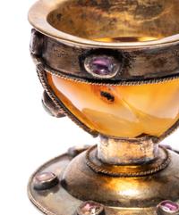 A Russian Gem-Set Silver-Gilt Mounted Agate Bowl